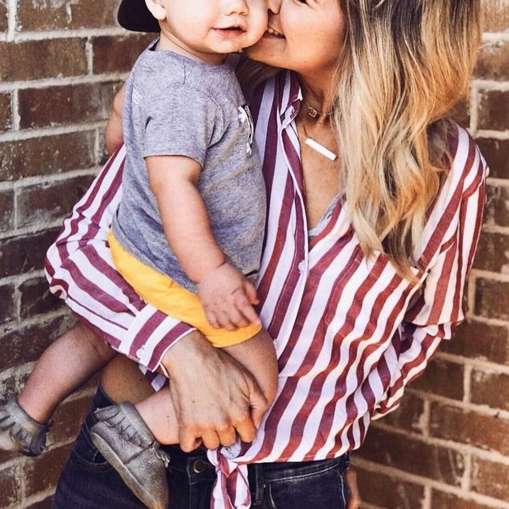 Rails Val Dali Red White Stripe Button Down